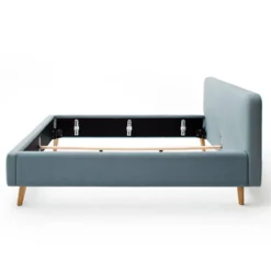 Lit Capitonné Mattis -Promos Déco Vestiaire Boutique polsterbett mattis webstoff eiche massiv eisblau eiche 160 x 200cm 5192860
