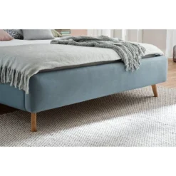 Lit Capitonné Mattis -Promos Déco Vestiaire Boutique polsterbett mattis webstoff eiche massiv eisblau eiche 160 x 200cm 5192876
