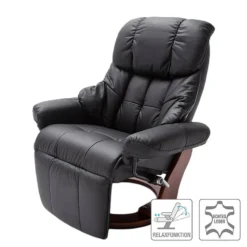 Fauteuil Relaxation Grunewald II -Promos Déco Vestiaire Boutique relaxsessel grunewald ii echtleder kunstleder schwarz walnuss dekor 1474110