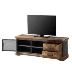 Meuble TV Hunter -Promos Déco Vestiaire Boutique tv lowboard hunter mango massiv metall mango blaugrau 4414500