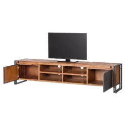 Meuble TV MANCHESTER 4 Rangements Milieu -Promos Déco Vestiaire Boutique tv lowboard manchester akazie massiv metall 4882672