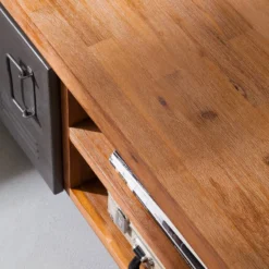 Meuble TV MANCHESTER 4 Rangements Milieu -Promos Déco Vestiaire Boutique tv lowboard manchester akazie massiv metall 4882680