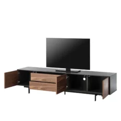 Meuble TV Payara -Promos Déco Vestiaire Boutique tv lowboard payara walnuss schwarz 4372800