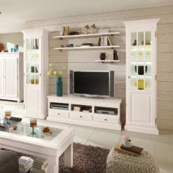 Ensemble De Meubles TV La Carlotta -Promos Déco Vestiaire Boutique tv wohnwand la carlotta pinie massiv creme 490651