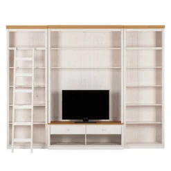 Meuble TV Lillehammer I -Promos Déco Vestiaire Boutique wohnwand lillehammer i 3 teilig kiefer massiv weiss kiefer 1305270