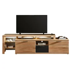 Ensemble De Meubles Macoun (5 éléments) -Promos Déco Vestiaire Boutique wohnwand macoun 5 teilig inkl beleuchtung wildeiche teilmassiv 4763428